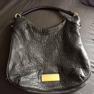 Marc Jacobs Black Washed Up Billy Leather Hobo Shoulder Bag Zippers Purse Rare